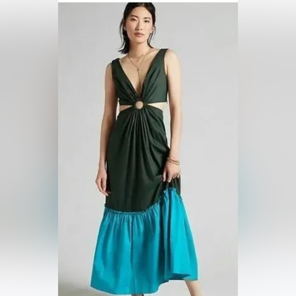 Anthropologie Flounce Cut Out Maxi Dress